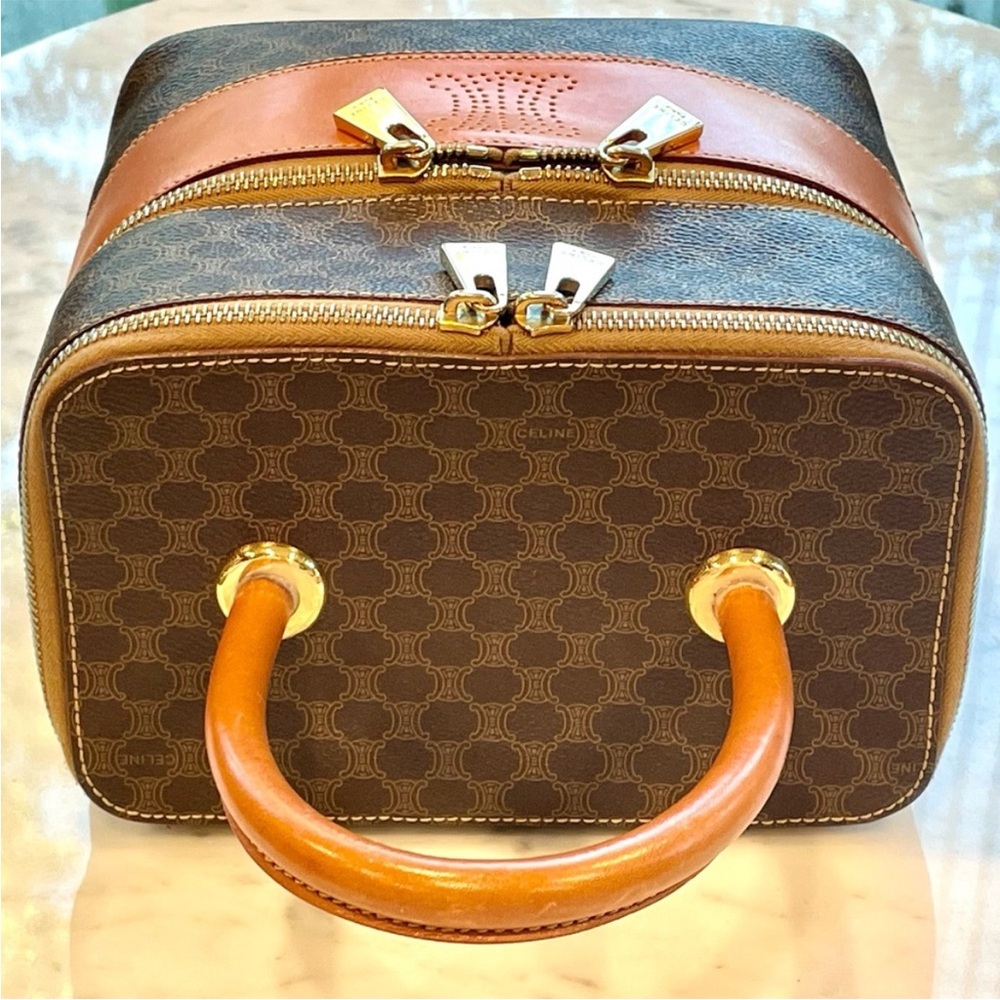 Celine Vintage Macadam Vanity, double compartment, brown/tan leather trim, EUC - Picture 7 of 16